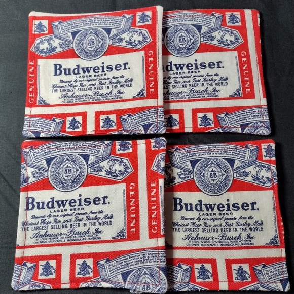 Handmade Budweiser Fabric Coasters - Picture 2 of 2